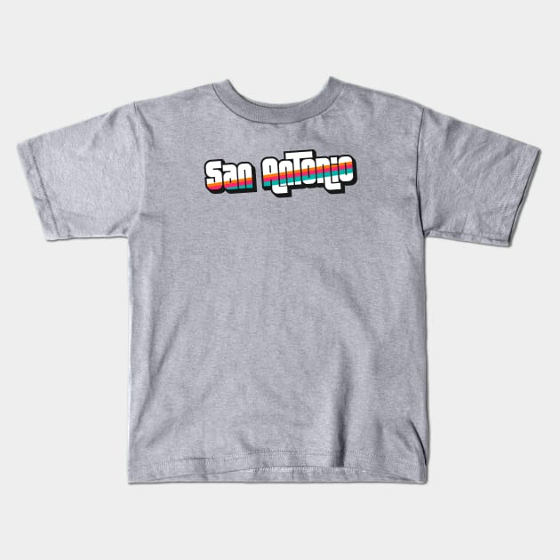 Retro San Antonio Word Art with Stripes 210 Kids T-Shirt by SLAG_Creative